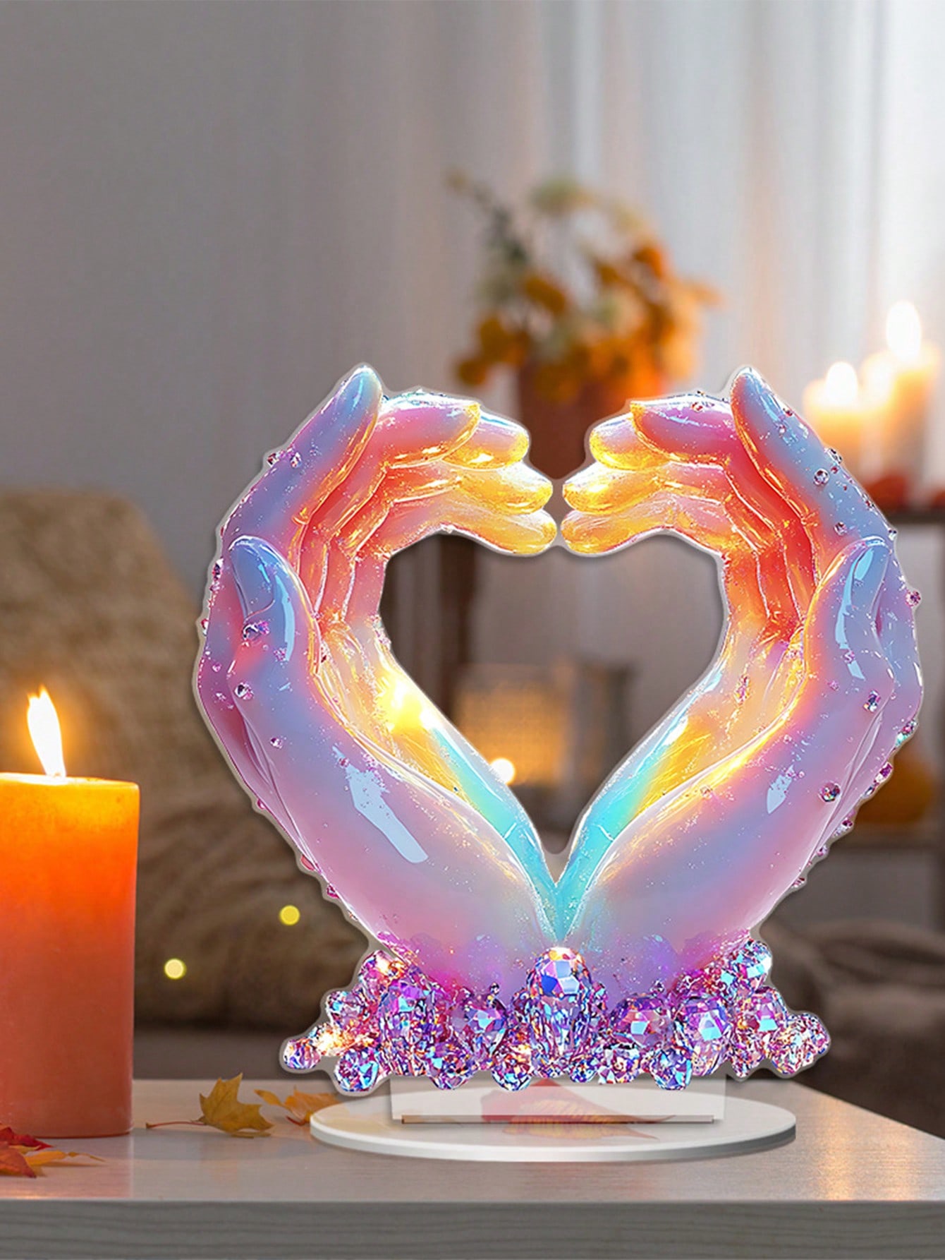 Palm ornaments, heart-shaped hand statues, love finger sculptures wedding ornaments, suitable for office home decoration.