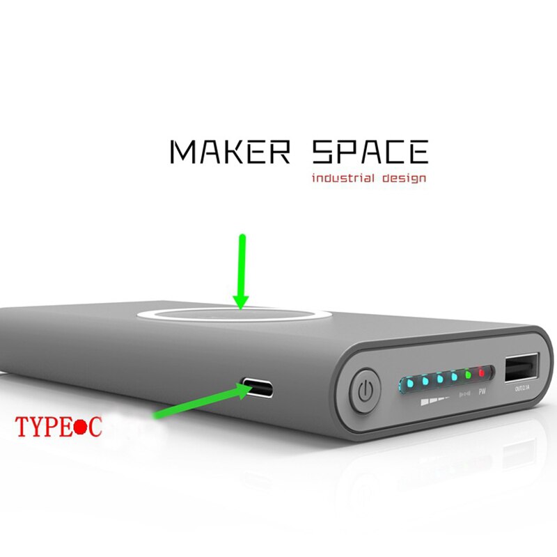 Diy power bank case shell 10000 mah portable powerbank battery case 2 in 1 qi wireless charger case battery følger ikke med