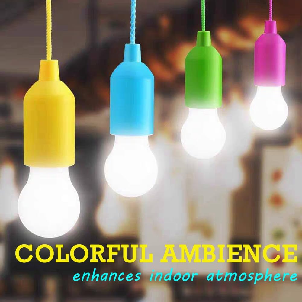 Ampoule LED à cordon de traction, à piles, Portable, suspendue, lanterne pour Camping, jardin, fête, urgence, maison
