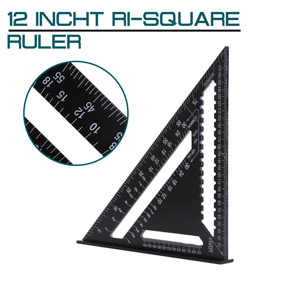 12 inch Metric Aluminum Alloy Triangle Angle Ruler... – Grandado