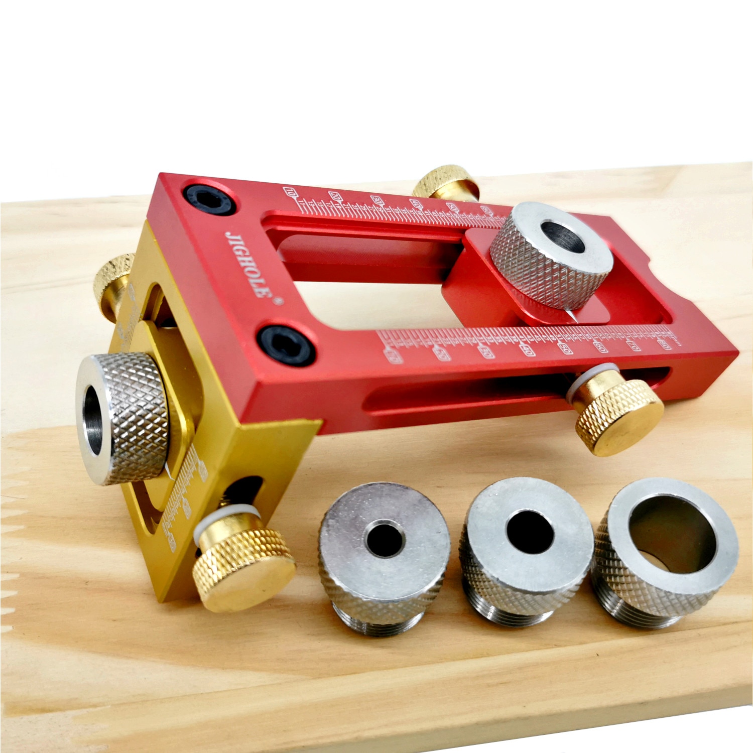 Adjustable Screw Jig 2 in 1 Cross Dowel Drill Guide Kit Woodworking Drilling Puncher Locator Pocket Hole Jig w/ 5 Drill Sleeves