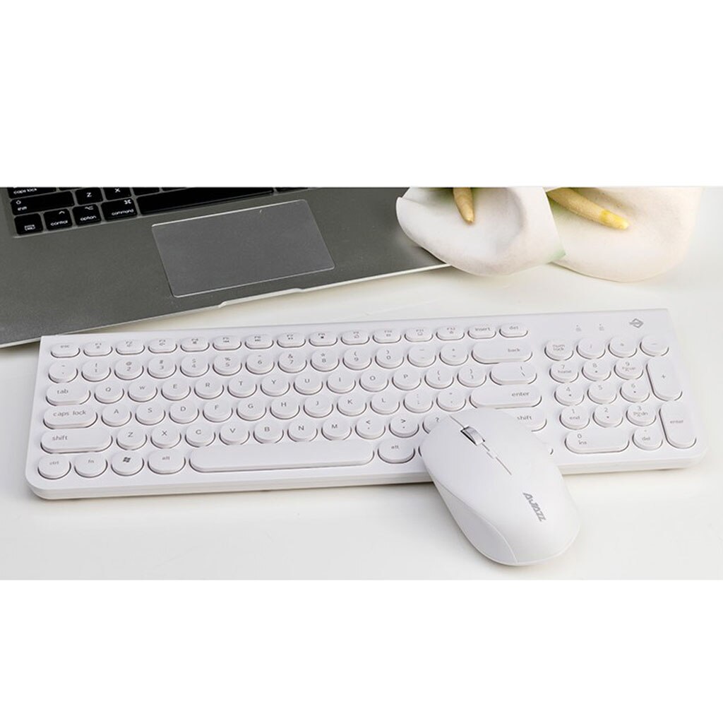 Wireless Keyboard Mouse Set Gaming Combo Bundle for Computer Laptop White
