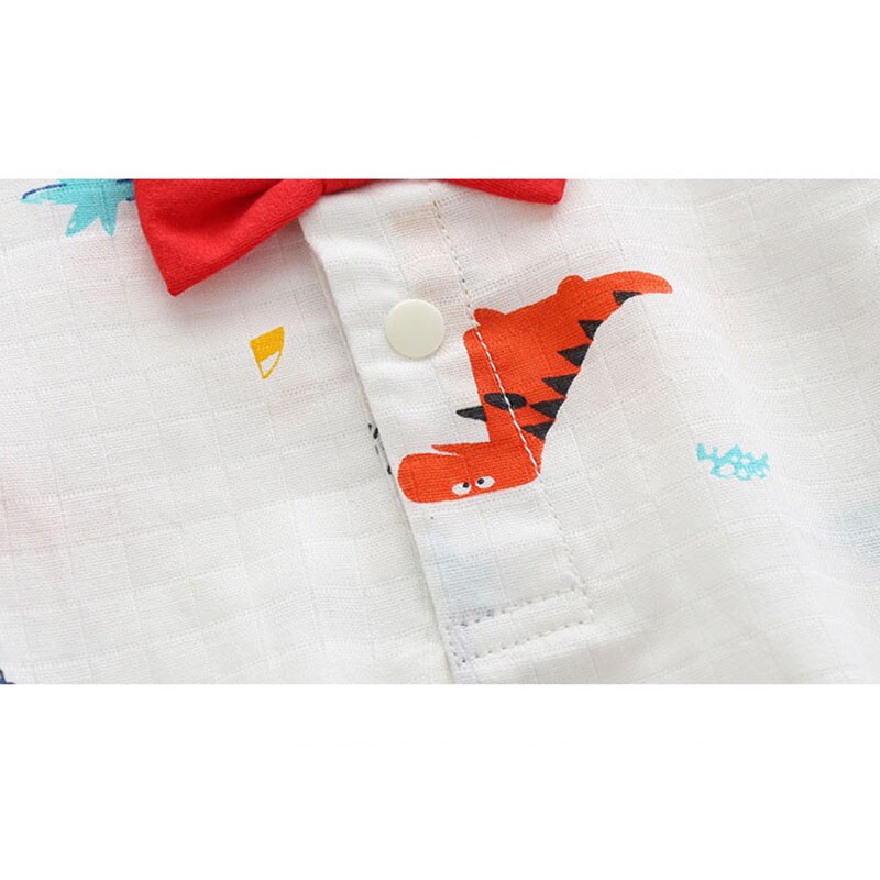 Barboteuse à manches courtes pour bébés garçons, imprimé de dinosaures, vêtements en coton, été