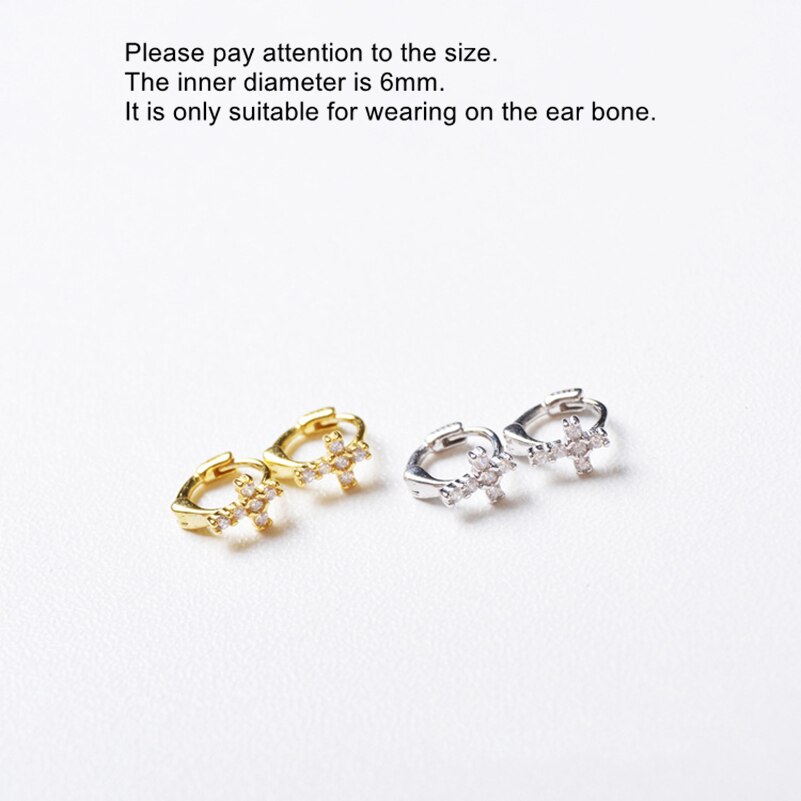 925 sterling sølv ørering zirkon kors øre ring øre ben øre spænde sød sød vild trend vilde kvindelige øre smykker