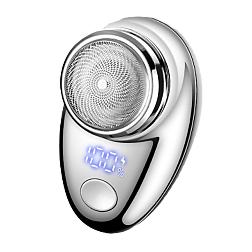 Electric Men Shaver Portable Mini Electric Shaver with Digital Display Type-c Rechargeable Cordless Rotary Razor for Father: grey