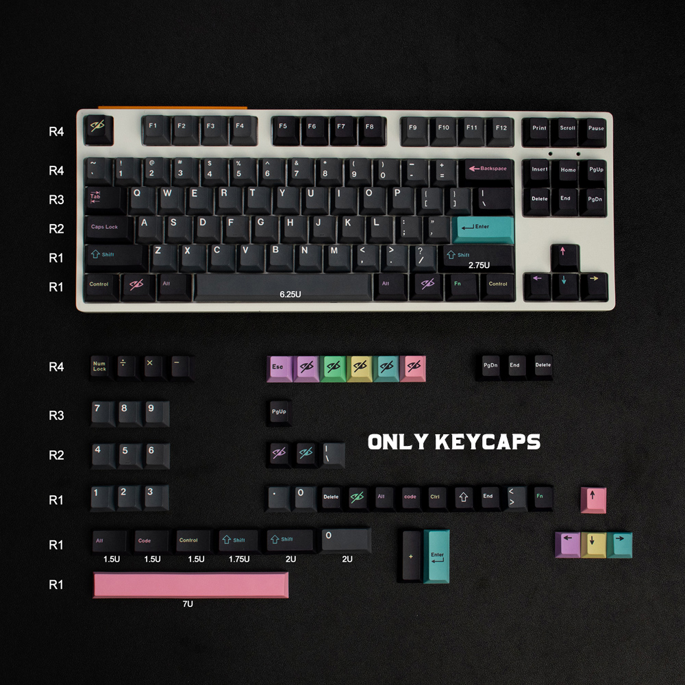 PBT 137 Keys GMK Copy Dracula Keycaps Cherry Profile Dye Sublimation Mechanical Keyboard Keycap For 7U Space Bar 1.75U 2U Shift: Default Title
