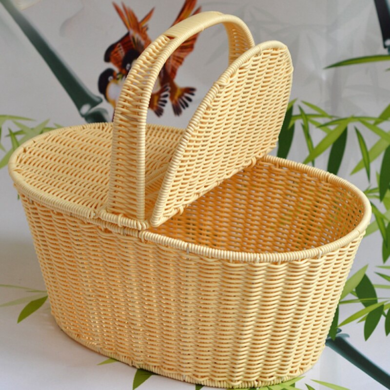 Woven Straw Basket Wicker Picnic Basket With Handle Guyana - View #2