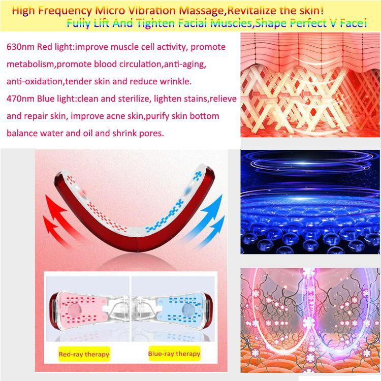 Elektrische V Gezicht Machine Gezicht Lifting Apparaat Smart V-Gezicht Vormgeven Stimulator Chin V-Line Up Lift Riem rood Blauw Led Photon