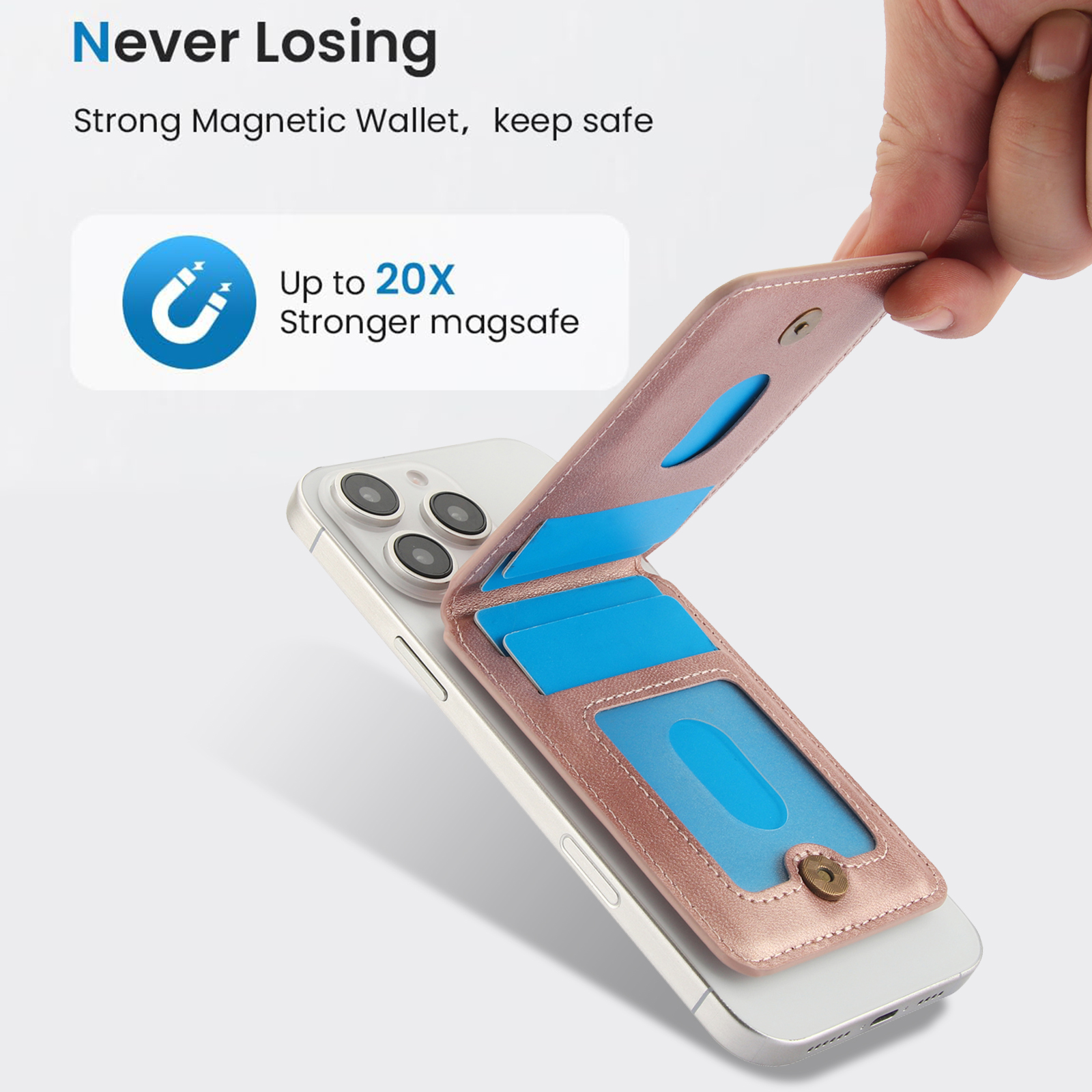Magnetisk kortholder med glidelås, lommebok med vertikal åpning til magsafe, til iphone 16 pro max , 15 14 12, 13 deksel, tilbehør, veske