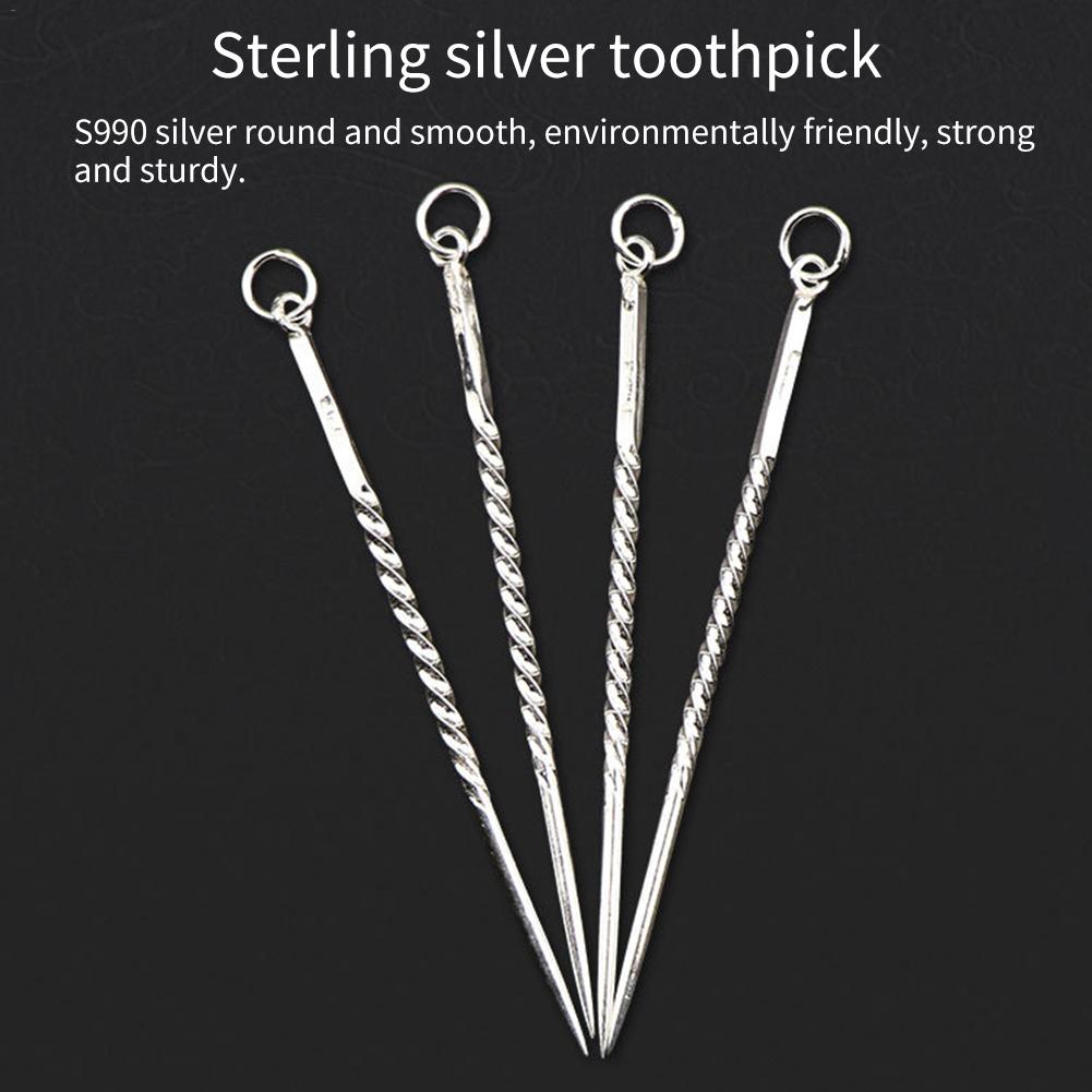 S990 Sterling Silver Toothpick Box Portable Aluminum Alloy Toothpick Innovative Mini Fruit Picker Home Accessories