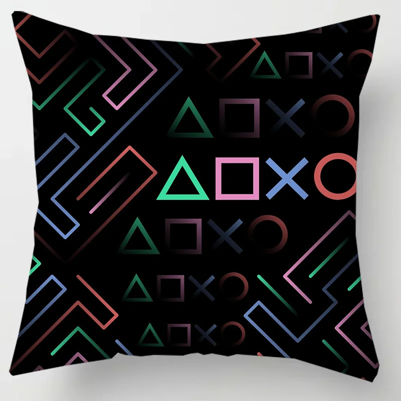 Taie d'oreiller carrée Style ventilateur de jeu TV, décoration d'intérieur, housse de coussin, Anime, , poignée de Gamer imprimée, 45x45, pour enfants