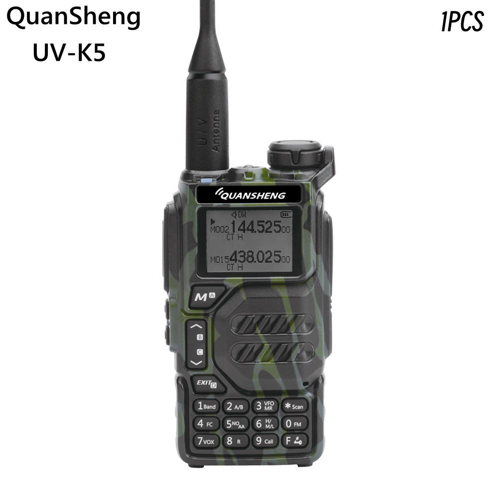 QuanSheng UV K5 Radio 50-600MHz RX Walkie Talkie VHFUHF 136-174MHz 400-470MHz RX TX Both DTMF VOX FM Air Band Wireless Freq Copy: Camo