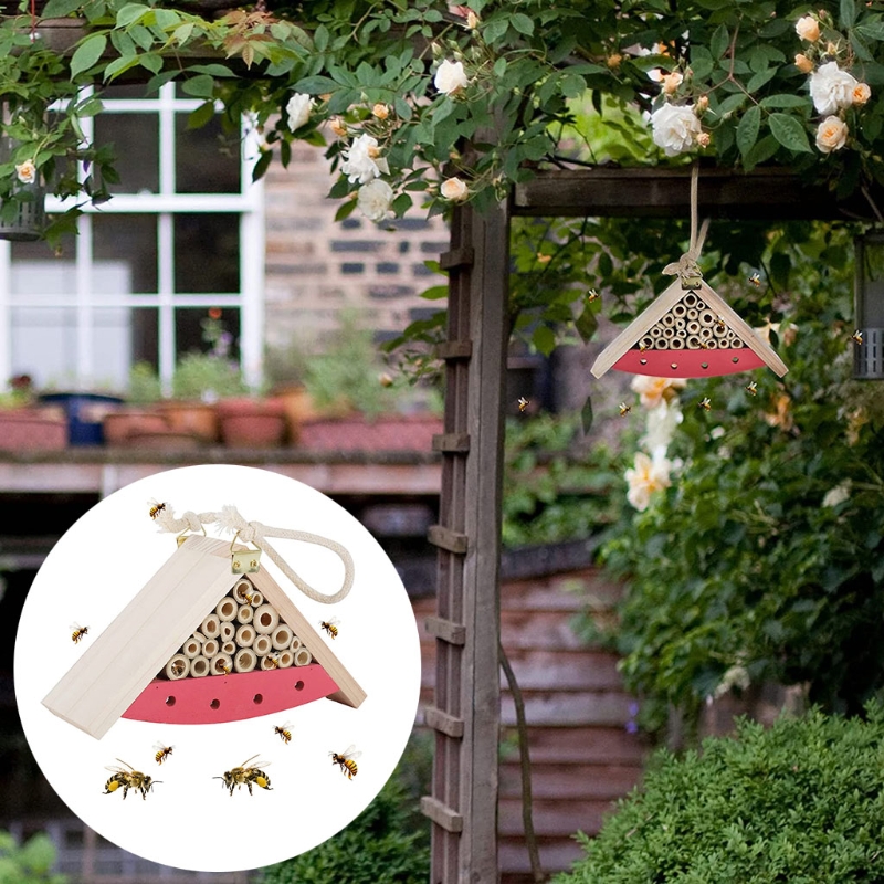 Insect Wooden Hotel Hand-made Bugs Hanging Garden House Perfect Natural Wood Home for Ladybugs Mason Bees Butterflies