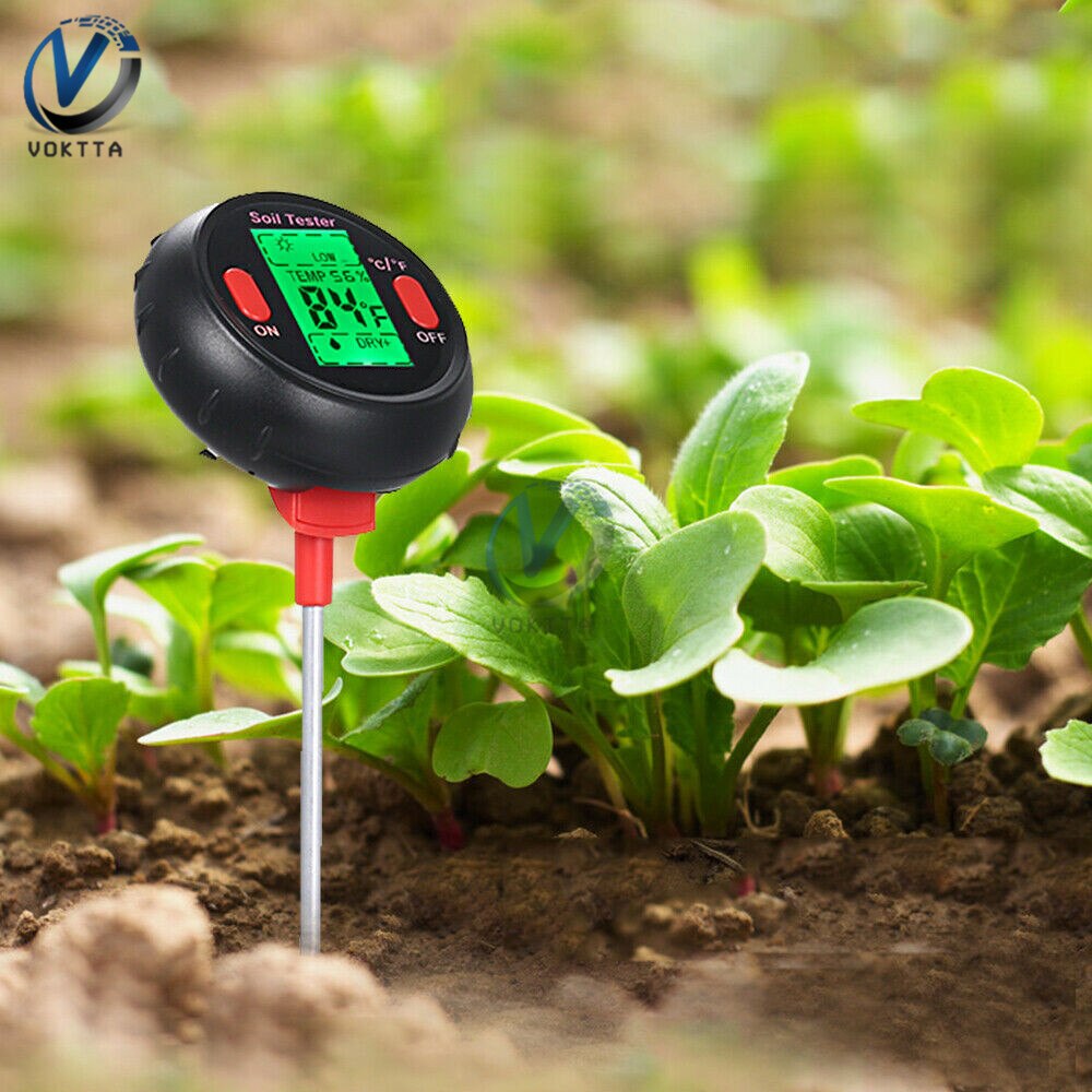 Comprobador de PH del suelo multifuncional, medición de la intensidad de la luz solar y la temperatura del Medidor de PH Digital, 3/4/5 en 1, para plantas de jardín