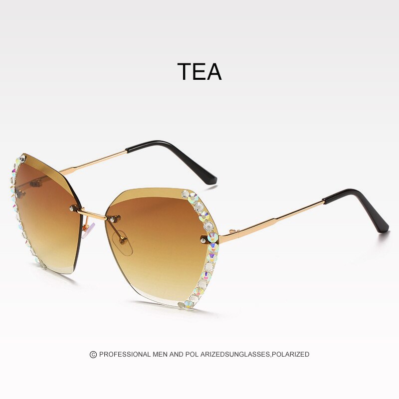 Polygon zonnebrillen trend diamant montuurloos vrouw persoonlijkheid oceaan stuk gradiënt kleur bril persoonlijkheid wild: Kleur 07
