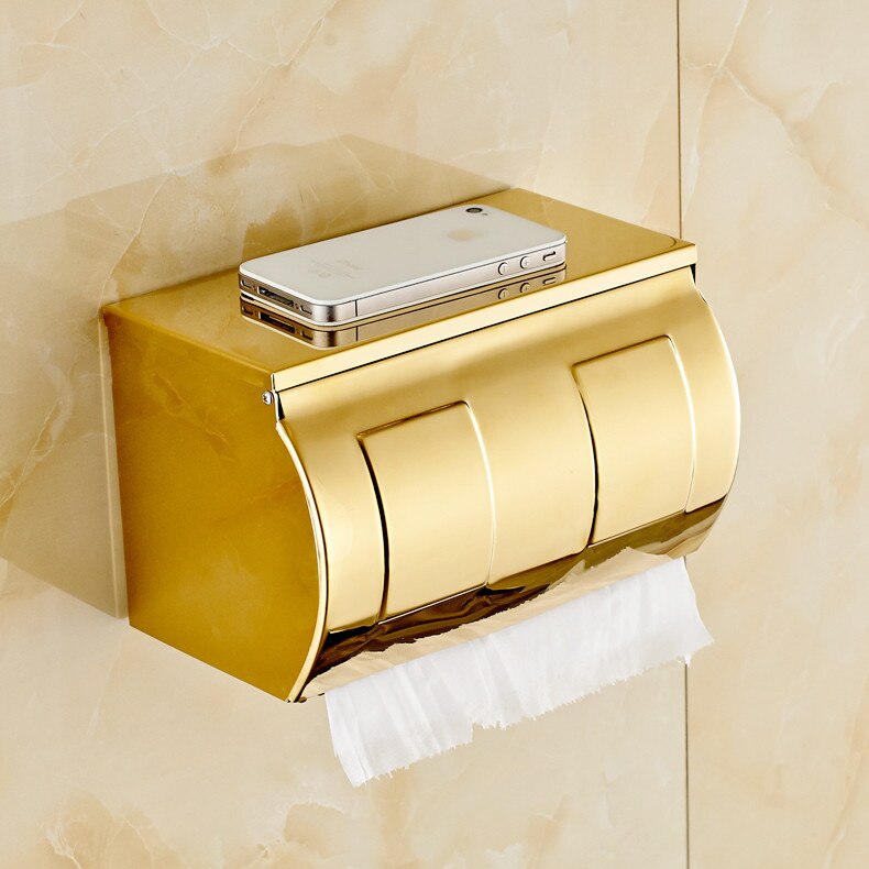 Bathroom paper holder stainless steel phone holder with bathroom phone gold towel holder toilet paper holder tissue box: gold 3