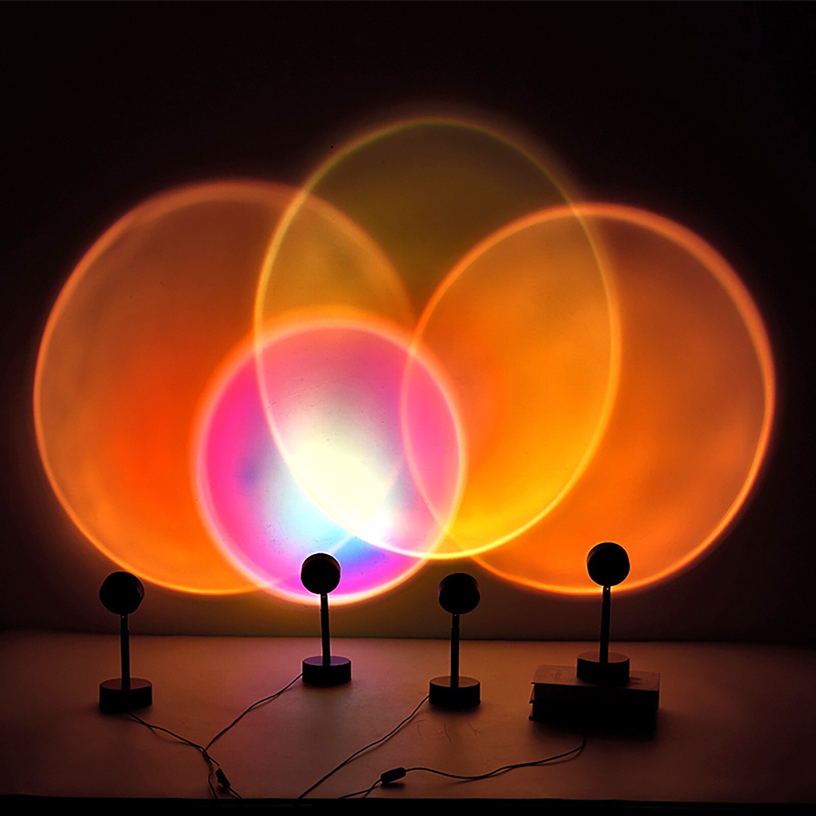 Projection Sunset Light With 180° Rotatable Usb Charging Rainbow Modern Bedroom Lamp Live Room Photography Photo Wall Lights