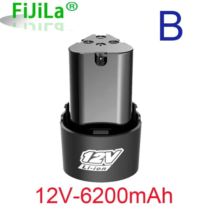 12V 6800mAh 18650 rechargeable lithium-ion battery power tool accessory, suitable for cordless screwdriver and drill: black