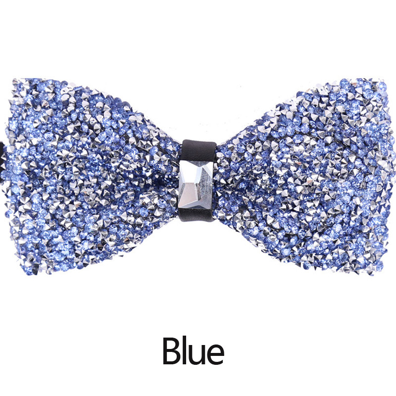 Pajarita de diamantes para hombre, lazo con cuello de cristal brillante, lazo de lujo para boda, banquete, , nudo de mariposa ostentoso, corbatas de novio: 3
