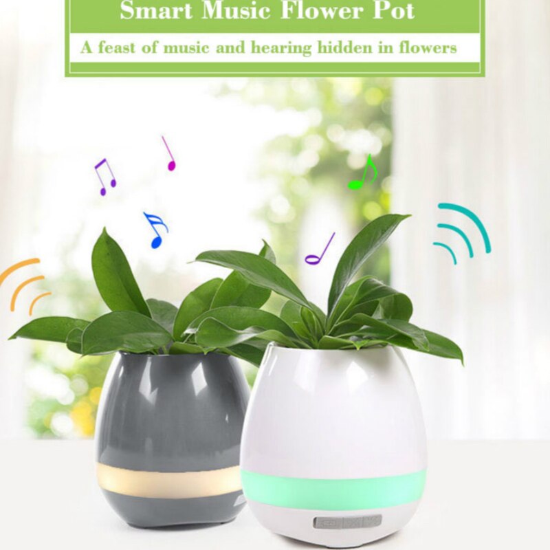 Bluetooth Speakers Music Flowerpot Smart Plant Pots Plastic Pot Finger Touch LED Night Light Home Desk Decorative Pots
