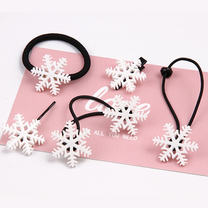 1 peças do Floco de neve Do Bebê Meninas Natal Faixa De Borracha Combinação de Grampos de cabelo Grampos de Cabelo Crianças Faixa de Cabelo Cabeça Corda Acessório de Cabelo Feliz
