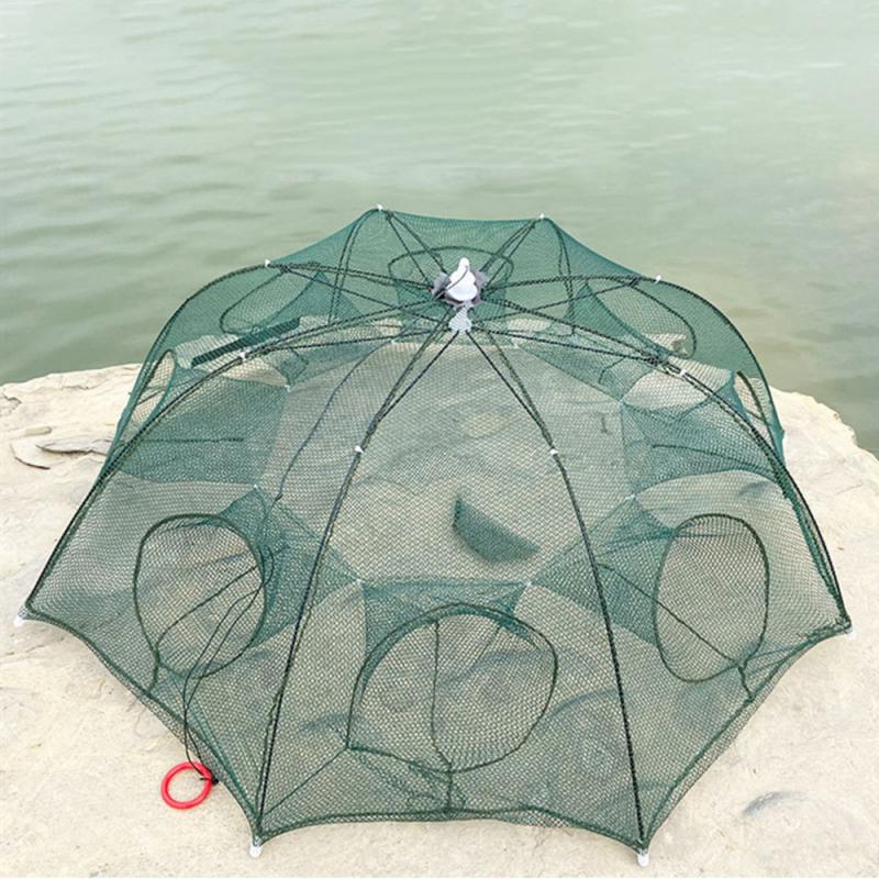 4-16 Gaten Automatische Vouwen Visnet Dikke Paraplu Frame Nylon Krab Netto Garnalen Kooi Draagbare Garnalen Kooi Vissen accessoires
