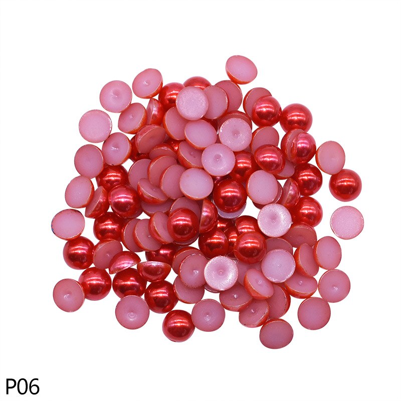 500 pièces 6mm multicolore résine plastique demi ronde perle artisanat Imitation perle perles pour vêtement accessoires filles chapeaux décor: P06 