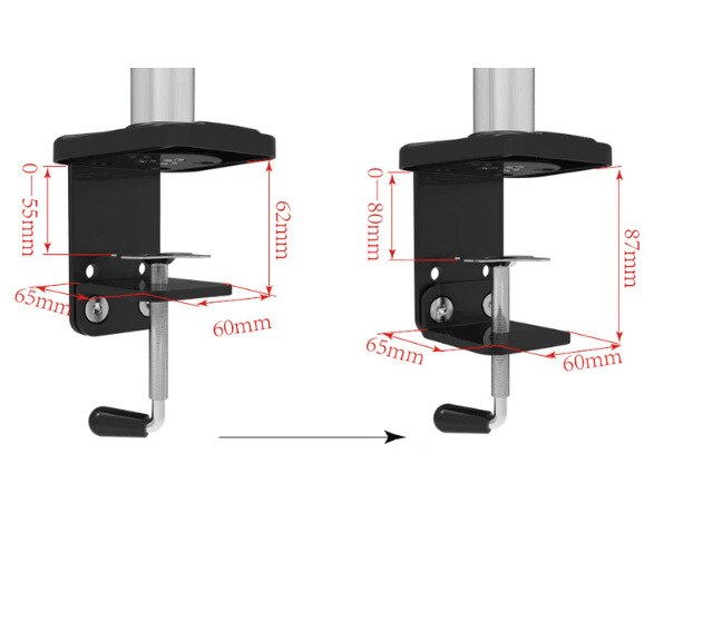 Hyvarwey Aluminium Gas Lente 360 Graden 15 "-27" Monitor Houder Bureau Spannen Mount Full Motion Hoogte Verstelbare beugel Arm