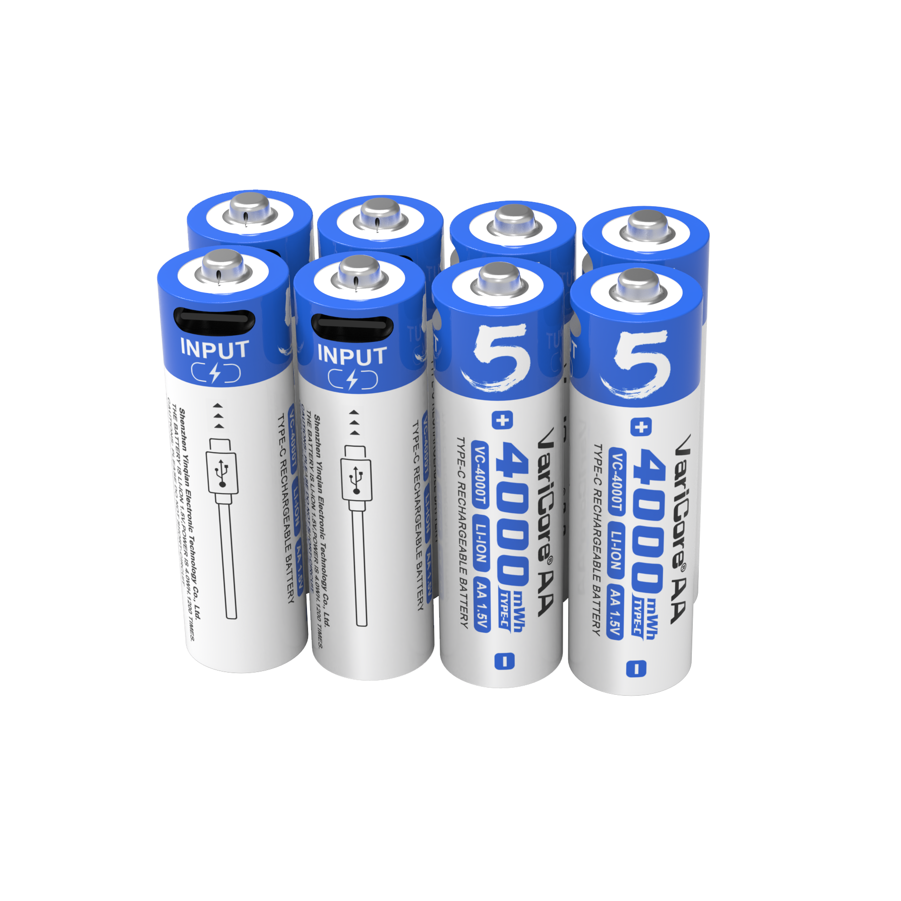 Varicore pilas recargables AA 1,5 V 4000 mWh batería de litio de gran capacidad tipo C carga rápida USB para ratón de juguete
