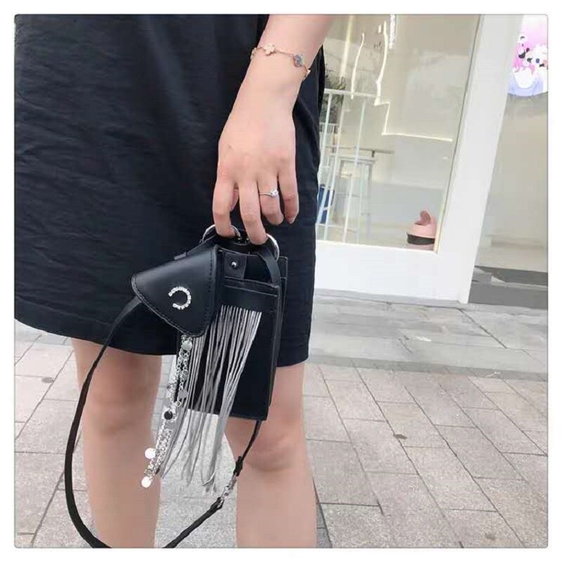 Women Mini Tote Bag Tassel Chest Bag Crossbody Bag Female Simple Shoulder Bag Small Square Lady Handbag