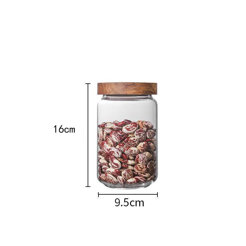 Frascos de vidrio sellados con tapas de bambú para café, Navidad, dulces, galletas, botellas de almacenamiento a prueba de humedad, recipientes de vidrio resistentes al calor: 9.5x16cm