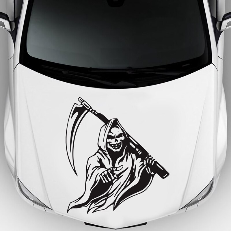 Auto Stickers Zwart Skull Hood Decal Side Kap Grote Grafische Vinyl Film Racing Sport Stickers Universele Auto Decoratie
