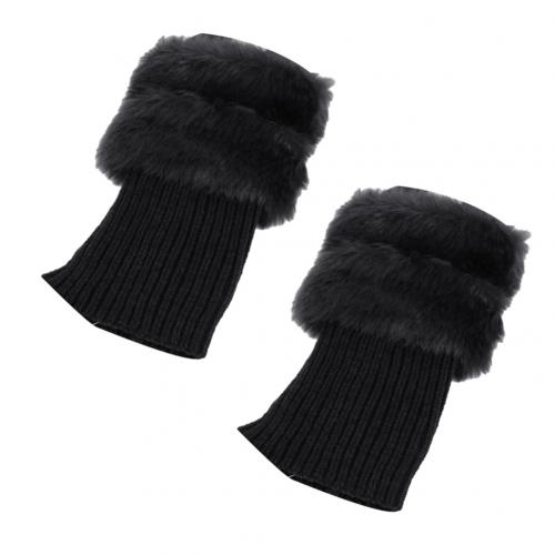 Europeus e Americanos moda Meias Mulheres Inverno Quente Faux Fur Crochet Malha Polainas Bota Socks Toppers Punhos Novo: Black