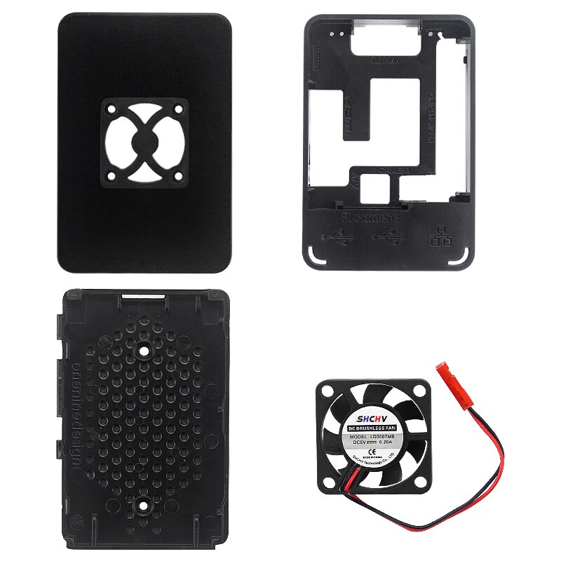 Raspberry Pi 4 Case ABS Shell Enclosure Box Black Housing compatible Cooling Fan for Raspberry Pi 4 Model B