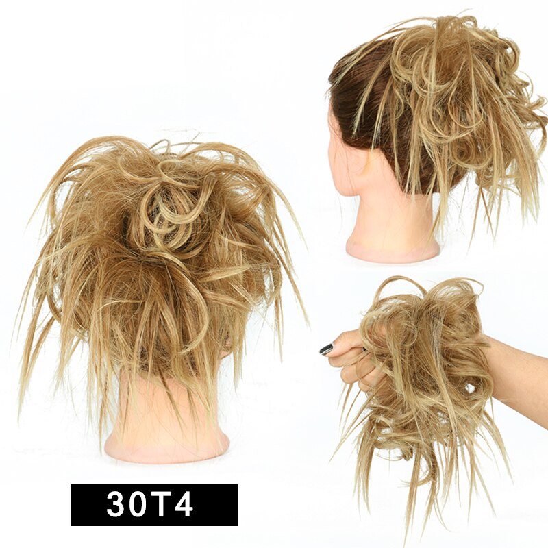 Werd Rommelig Haar Ring Fiber Synthetische Hittebestendige Pruik Broodje Krullend Elastische Haarband Dames Mode Haar Ring Natuurlijke Pruik: P1B/30