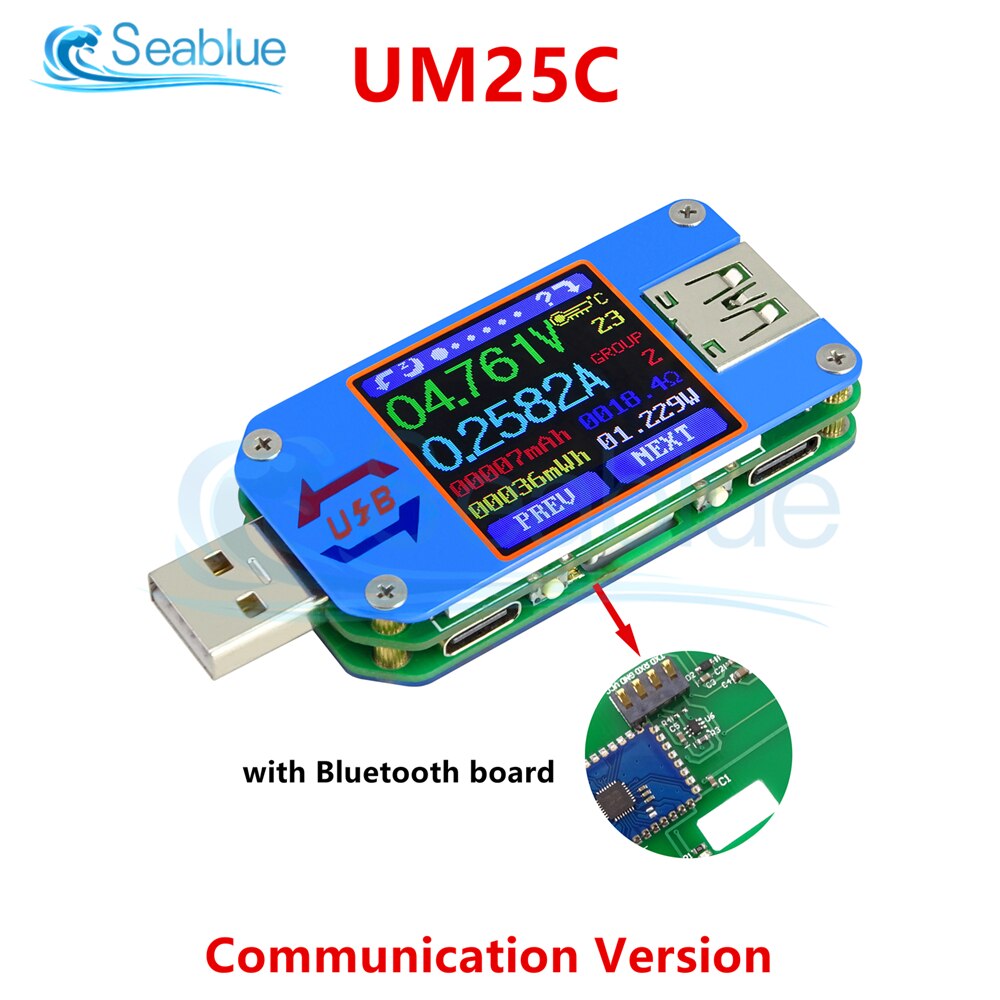 Um25 um25c usb 2.0 type-c lcd-farvedisplay voltmeter ammeter batteri opladningsspænding strømmodstand meter usb tester: Um25c