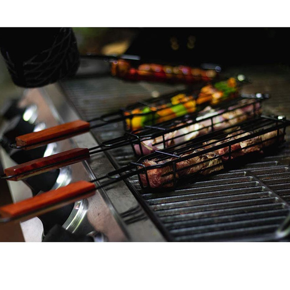 BBQ Tools Meat Fish Grill Basket Vegetables Barbeque Food Holder Barbecue Tray Portable Wild Barbecue Net Easy Washable