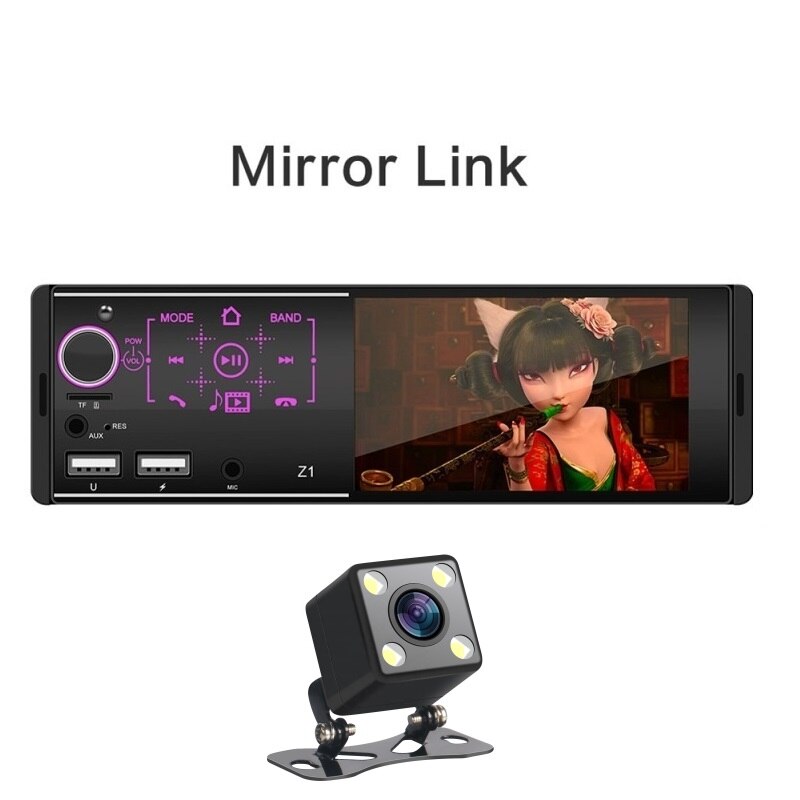 Touchscreen 4 inch 1 din autoradio android autoradio stereo-ontvanger usb auto  mp5 spelers bluetooth handsfree auto multimedia: Z1ts 4 led-camera