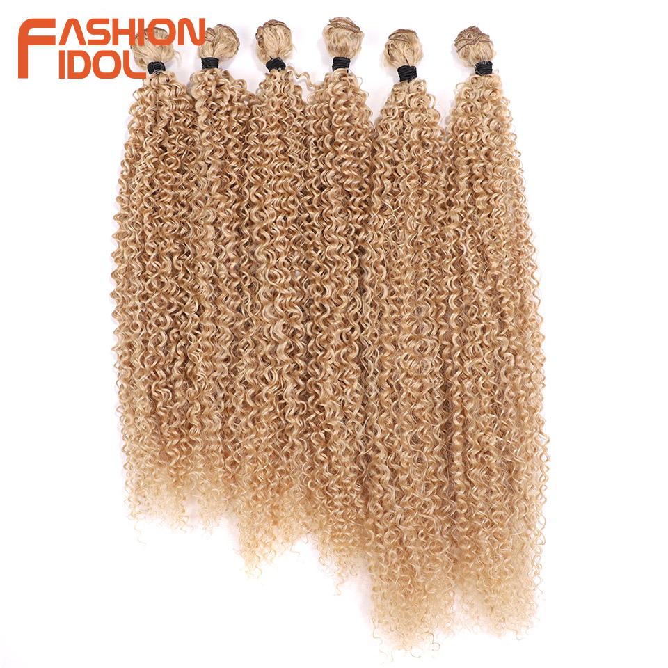 IDOL Afro Kinky Curly Hiukset Synteettinen Hiustenpidennys Ombre Blonde 20-24 Tuumaa 320g: 1b/30hl