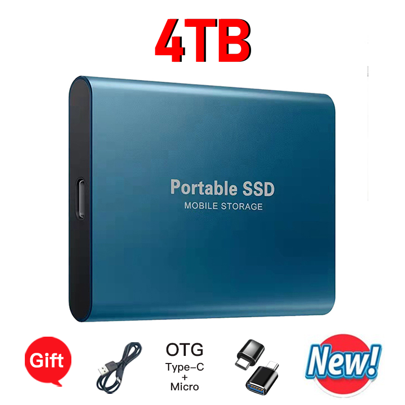 Mini-Festplatte 1 TB Neue 2 TB tragbare SSD hoch-Geschwindigkeit ​ ​ Externe externe USB 3.1 Typ-C-Festplatte für Laptops/MACs/Desktops: Blau / bündeln 4