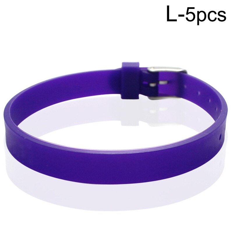 5pcs Silicone Wristband Bracelet Casual Bangles Wrist Band Sports Jogger Running Adjustable Jewelry Accessories: L
