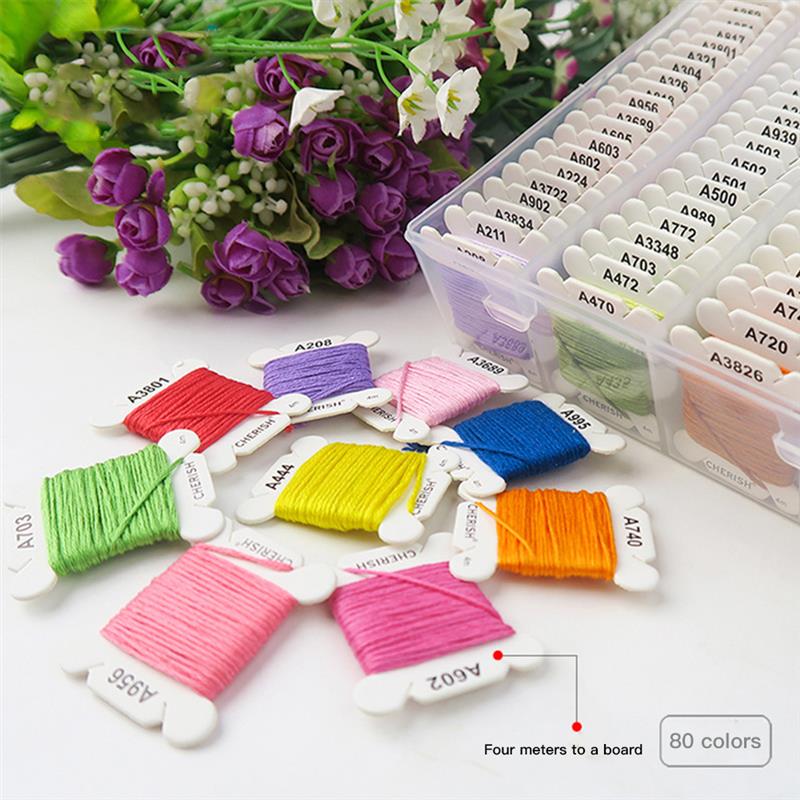 Embroidery Floss Set 80 Color Cross Stitch Friendship Bracelets Thread With Floss Bins For DIY Sewing Use