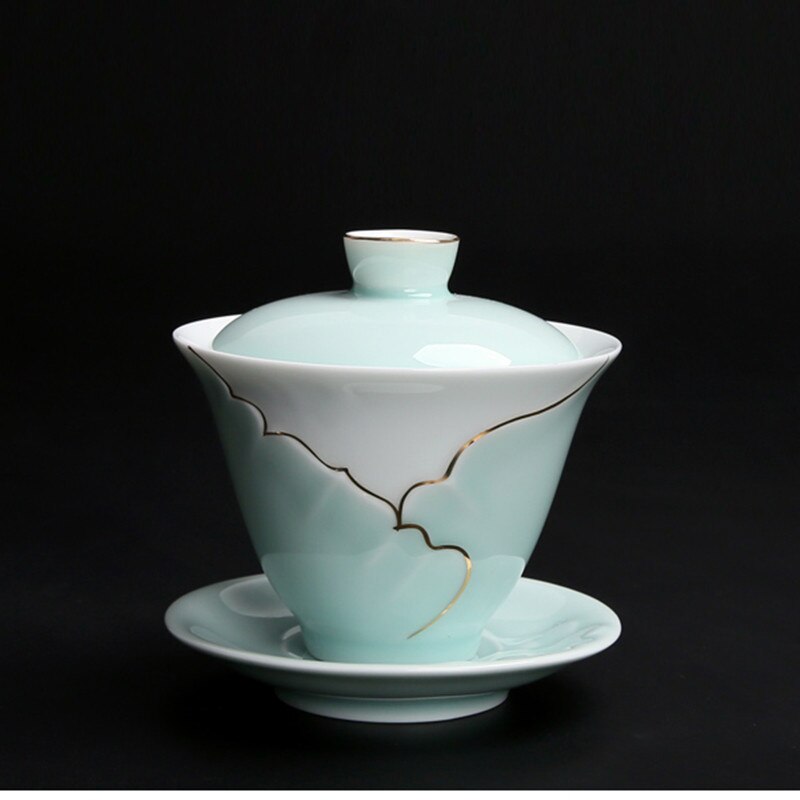 Hand Painted Gaiwan Tea Set,White Porcelain Tea Po... Grandado