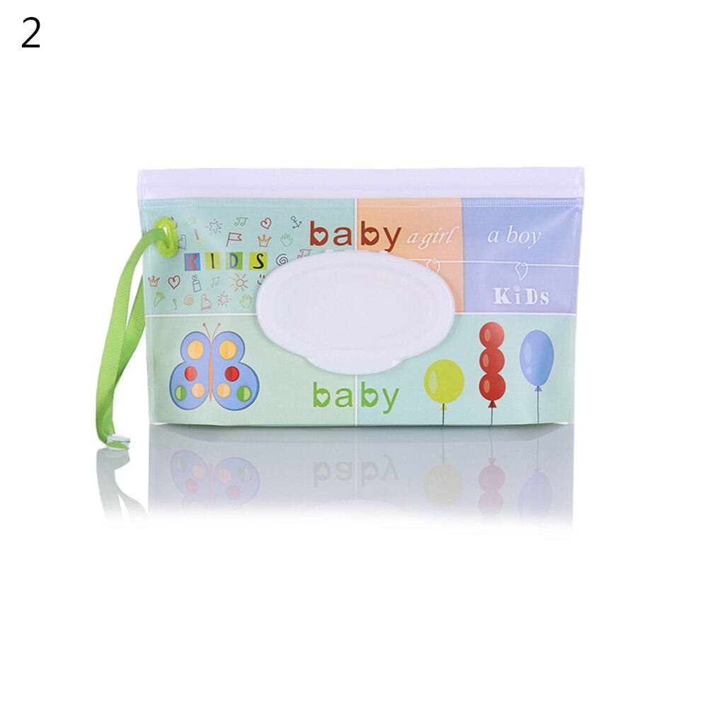 Portable Wet Wipes Bag Easy-carry Snap-strap Wipes Case Flip Cover Wet Wipes Container Stroller Self-sealing Cosmetic Pouch: 2