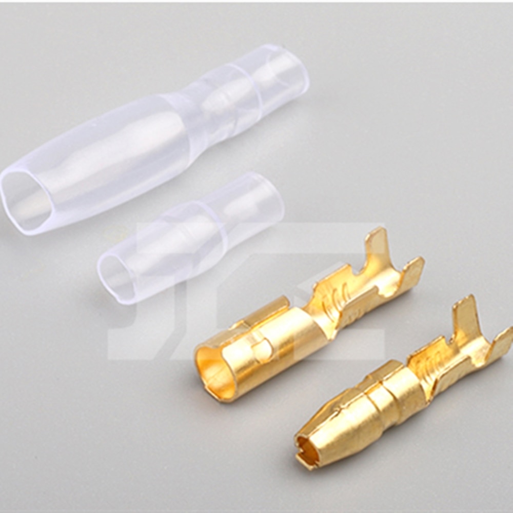 Terminal de bullet para coche, Conector de cable eléctrico de 4mm de diámetro, juego de 50 juegos = 4,0 uds, terminal de prensado en frío hembra + macho + funda