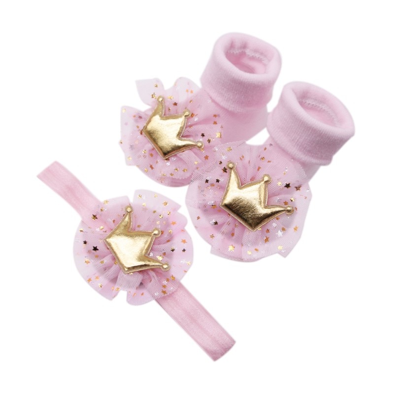2 stücke = 1einstellen Blüht Haarband Mädchen Headwear freundlicher Elastisches Haarband freundlicher Haar Zubehör mit Baumwolle Socken einstellen
