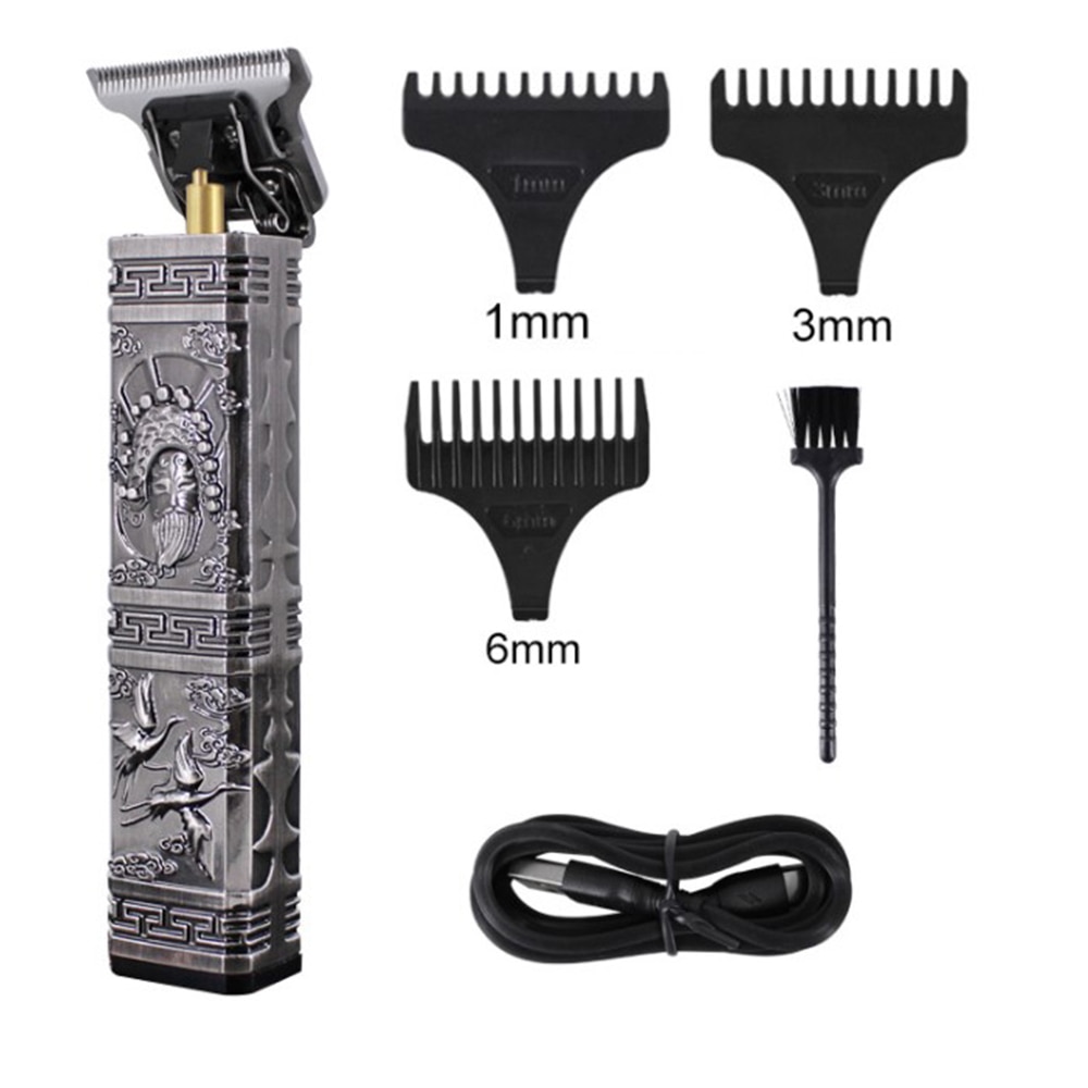 retro USB Aufladbare Haar Trimmer kabellos Barbier Carving Haar Haarschneidemaschine Große Energie Geräuscharm T9 Haar Schneiden Für Art Erwachsene: Typ 9 mit Kasten