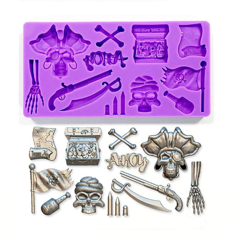 Moules en silicone en forme de crâne pour décoration de gâteau au chocolat, moules en résine, accessoires de cuisson Har Ant, élection bricolage, Halloween 7.5,