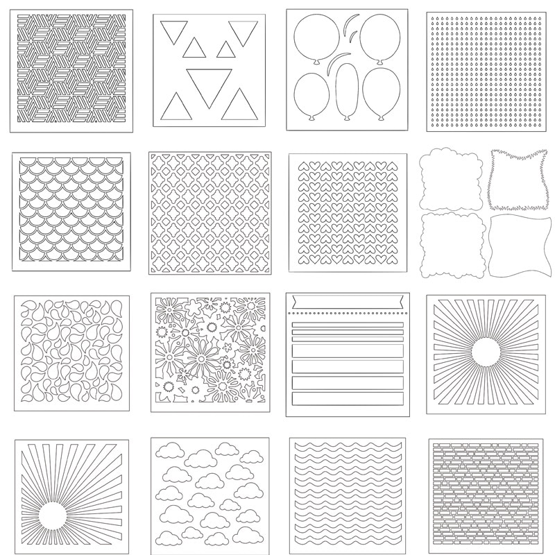 6x6 pouces nuage pochoir bords herbeux, rayons rayonnants fond pochoir aérographe peinture Art bricolage décor ferraille réservation Album artisanat