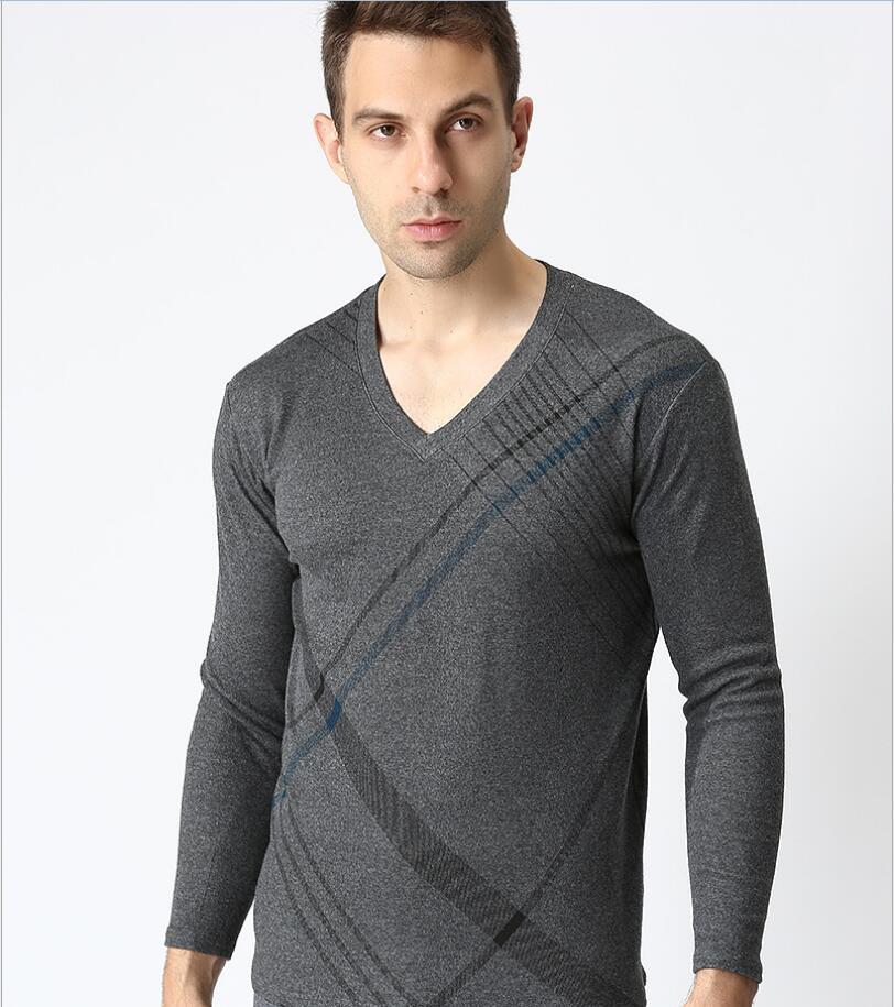 men winter Factory direct sales v-neck super large undewear MAO satin cotton loose Long Johns plus size 4XL-7XL: Dark Gray / 5XL